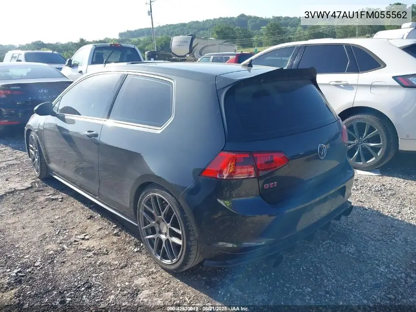 2015 Volkswagen Golf Gti 2.0T Se W/Performance Package 2-Door VIN: 3VWY47AU1FM055562 Lot: 42530019