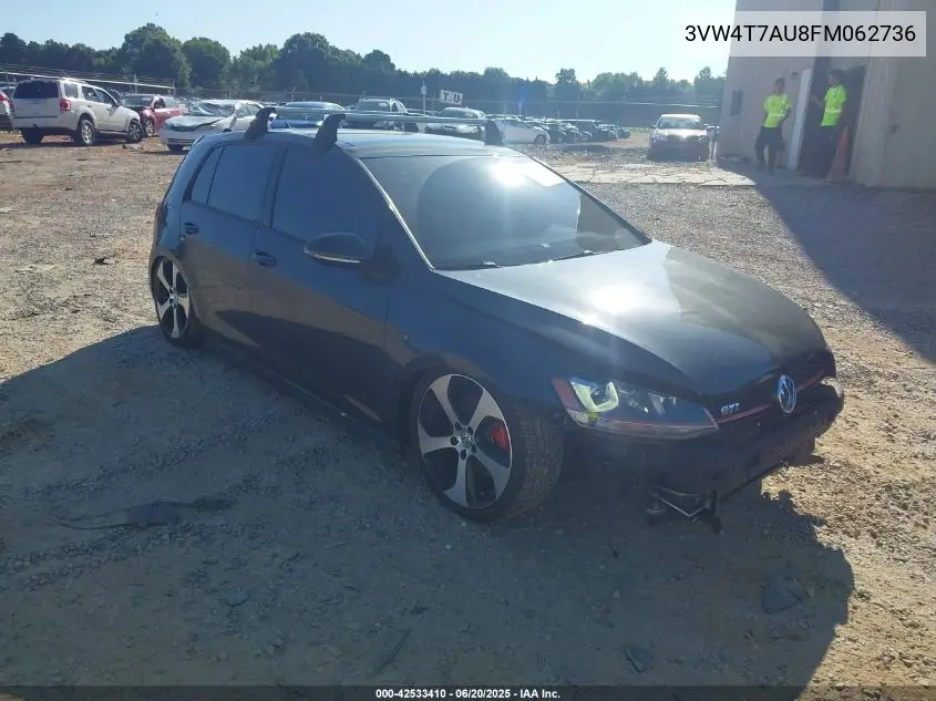2015 Volkswagen Golf Gti 2.0T Autobahn 4-Door VIN: 3VW4T7AU8FM062736 Lot: 42533410