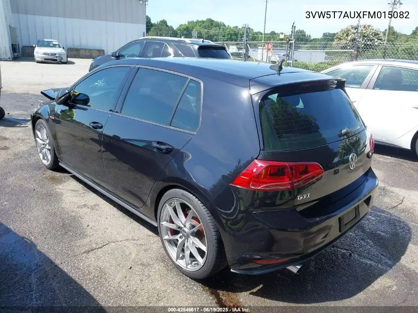 2015 Volkswagen Golf Gti 2.0T Autobahn 4-Door VIN: 3VW5T7AUXFM015082 Lot: 42546617