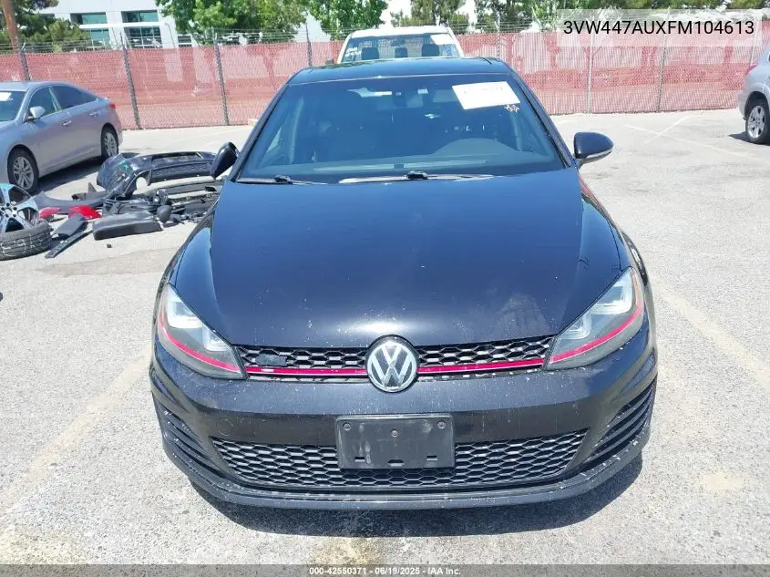 2015 Volkswagen Golf Gti 2.0T Autobahn W/Performance Package 4-Door VIN: 3VW447AUXFM104613 Lot: 42550371
