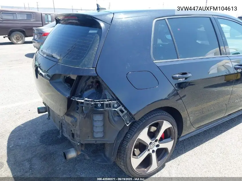 2015 Volkswagen Golf Gti 2.0T Autobahn W/Performance Package 4-Door VIN: 3VW447AUXFM104613 Lot: 42550371