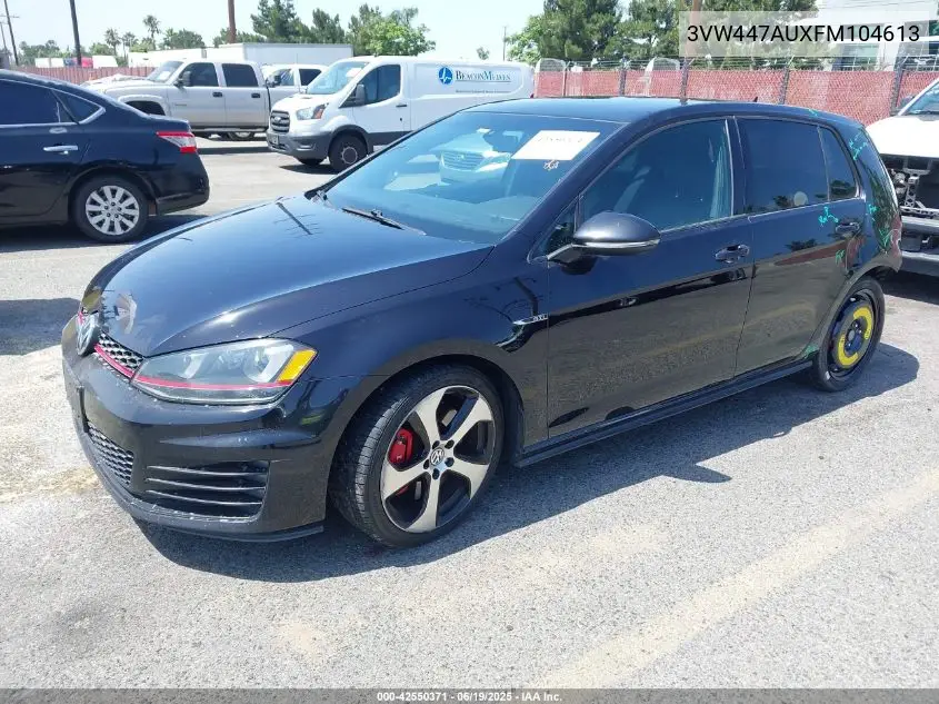 2015 Volkswagen Golf Gti 2.0T Autobahn W/Performance Package 4-Door VIN: 3VW447AUXFM104613 Lot: 42550371