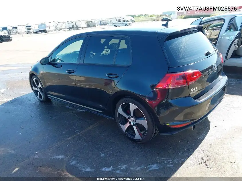 2015 Volkswagen Golf Gti 2.0T S 4-Door VIN: 3VW4T7AU3FM025576 Lot: 42567225