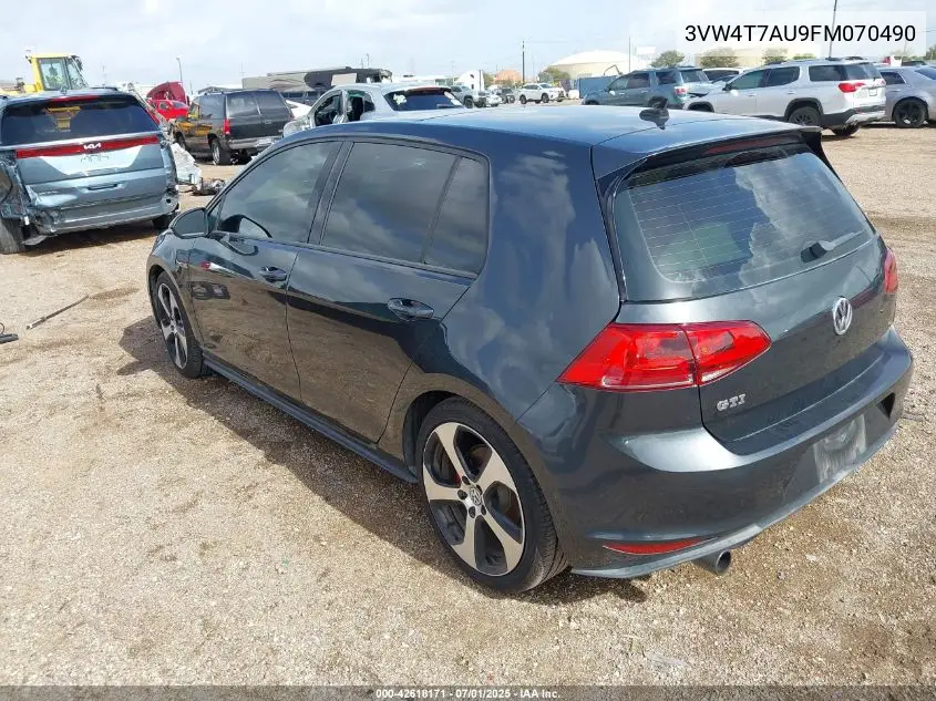 2015 Volkswagen Golf Gti 2.0T Se 4-Door VIN: 3VW4T7AU9FM070490 Lot: 42618171