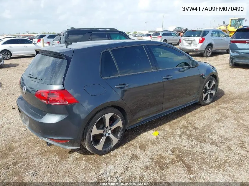 2015 Volkswagen Golf Gti 2.0T Se 4-Door VIN: 3VW4T7AU9FM070490 Lot: 42618171
