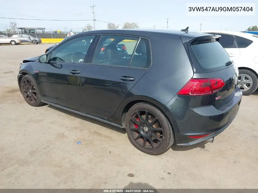 2016 Volkswagen Golf Gti Autobahn W/Performance Package 4-Door VIN: 3VW547AU9GM057404 Lot: 41974639