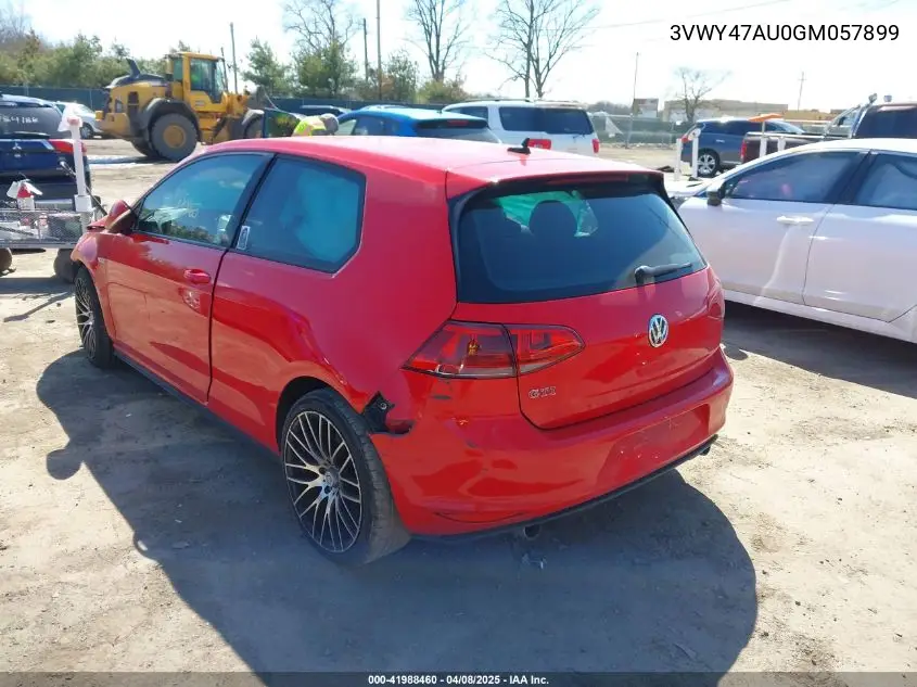 2016 Volkswagen Golf Gti S W/Performance Package 2-Door VIN: 3VWY47AU0GM057899 Lot: 41988460