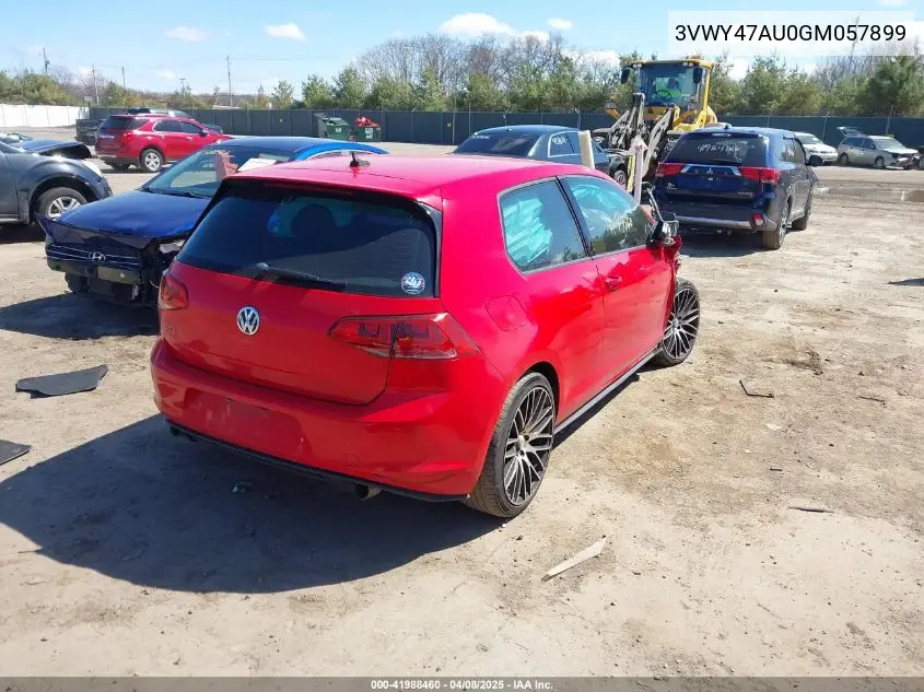 2016 Volkswagen Golf Gti S W/Performance Package 2-Door VIN: 3VWY47AU0GM057899 Lot: 41988460