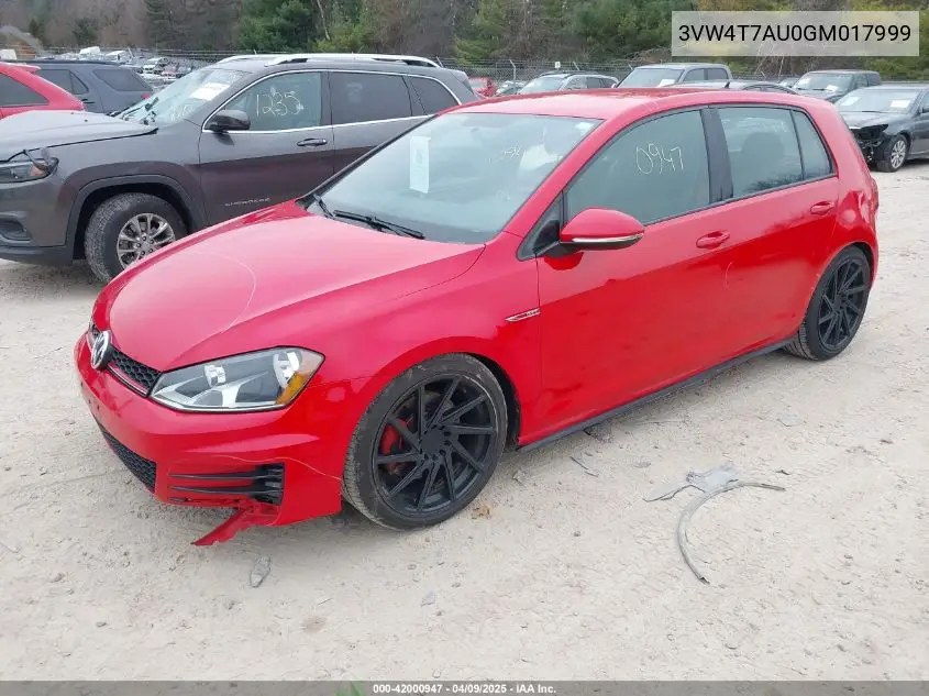 2016 Volkswagen Golf Gti S 4-Door VIN: 3VW4T7AU0GM017999 Lot: 42000947