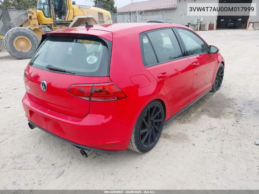 2016 Volkswagen Golf Gti S 4-Door VIN: 3VW4T7AU0GM017999 Lot: 42000947