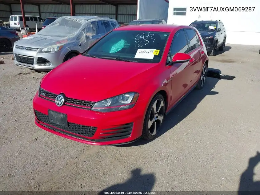 2016 Volkswagen Golf Gti S 4-Door VIN: 3VW5T7AUXGM069287 Lot: 42024419