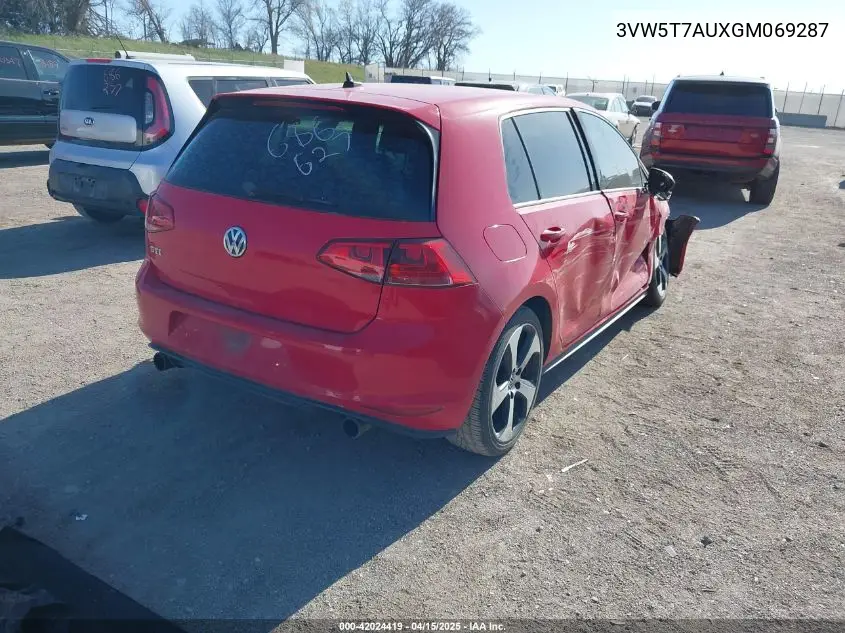 2016 Volkswagen Golf Gti S 4-Door VIN: 3VW5T7AUXGM069287 Lot: 42024419