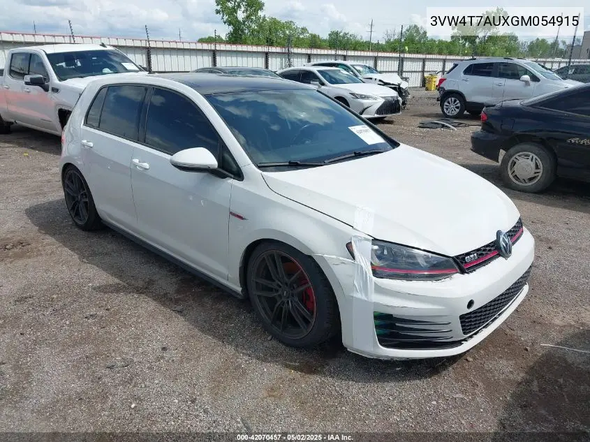 2016 Volkswagen Golf Gti Se 4-Door VIN: 3VW4T7AUXGM054915 Lot: 42070457