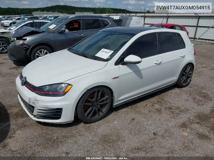 2016 Volkswagen Golf Gti Se 4-Door VIN: 3VW4T7AUXGM054915 Lot: 42070457