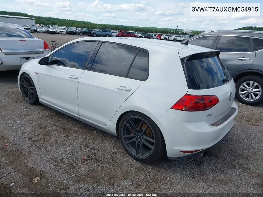 2016 Volkswagen Golf Gti Se 4-Door VIN: 3VW4T7AUXGM054915 Lot: 42070457