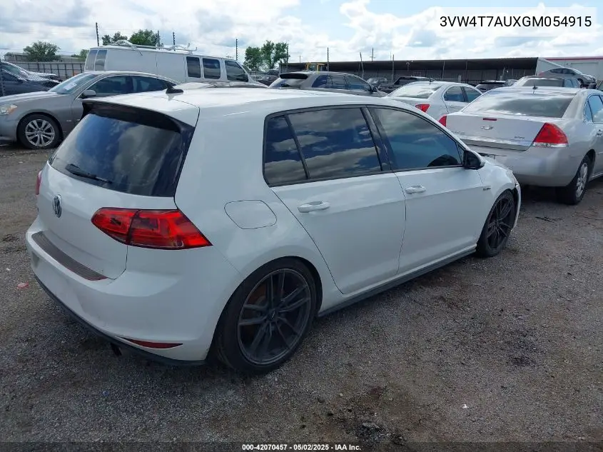 2016 Volkswagen Golf Gti Se 4-Door VIN: 3VW4T7AUXGM054915 Lot: 42070457