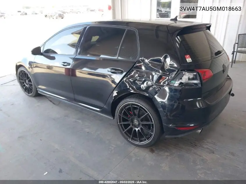 2016 Volkswagen Golf Gti S 4-Door VIN: 3VW4T7AU5GM018663 Lot: 42082047