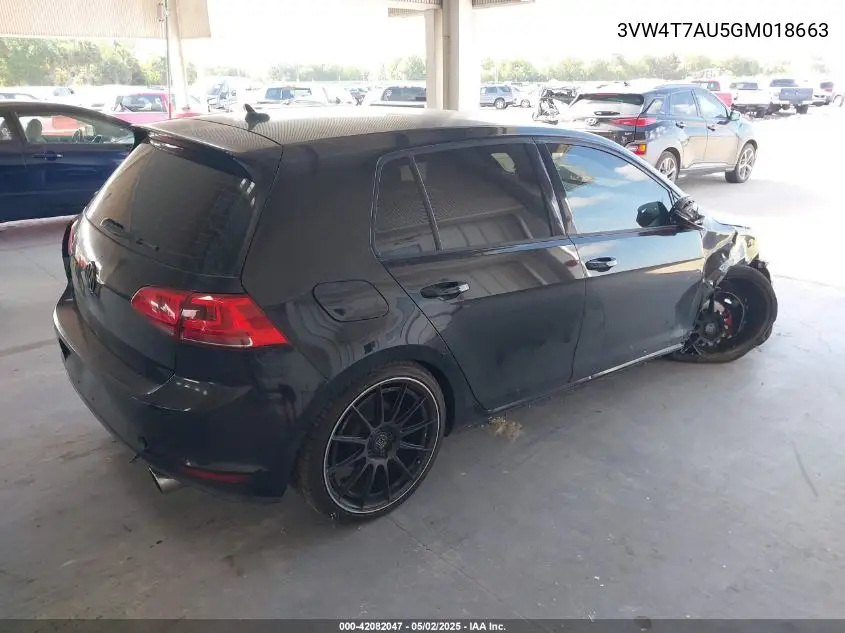 2016 Volkswagen Golf Gti S 4-Door VIN: 3VW4T7AU5GM018663 Lot: 42082047