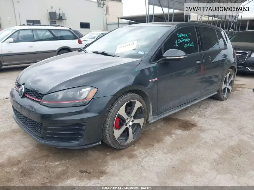 2016 Volkswagen Golf Gti Se 4-Door VIN: 3VW4T7AU8GM036963 Lot: 42149114