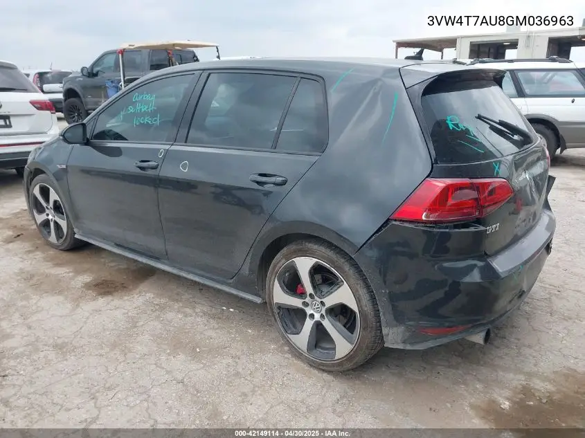 2016 Volkswagen Golf Gti Se 4-Door VIN: 3VW4T7AU8GM036963 Lot: 42149114