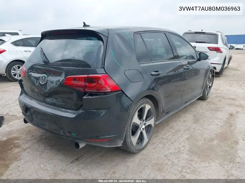 2016 Volkswagen Golf Gti Se 4-Door VIN: 3VW4T7AU8GM036963 Lot: 42149114