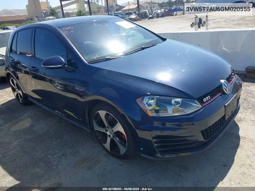2016 Volkswagen Golf Gti S 4-Door VIN: 3VW5T7AU6GM020555 Lot: 42196253