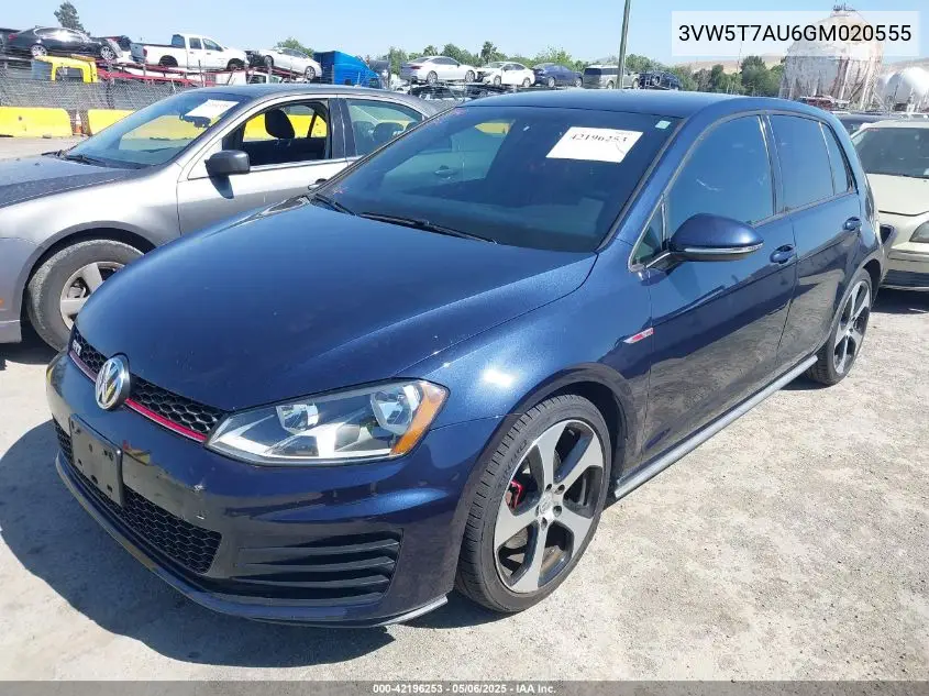 2016 Volkswagen Golf Gti S 4-Door VIN: 3VW5T7AU6GM020555 Lot: 42196253