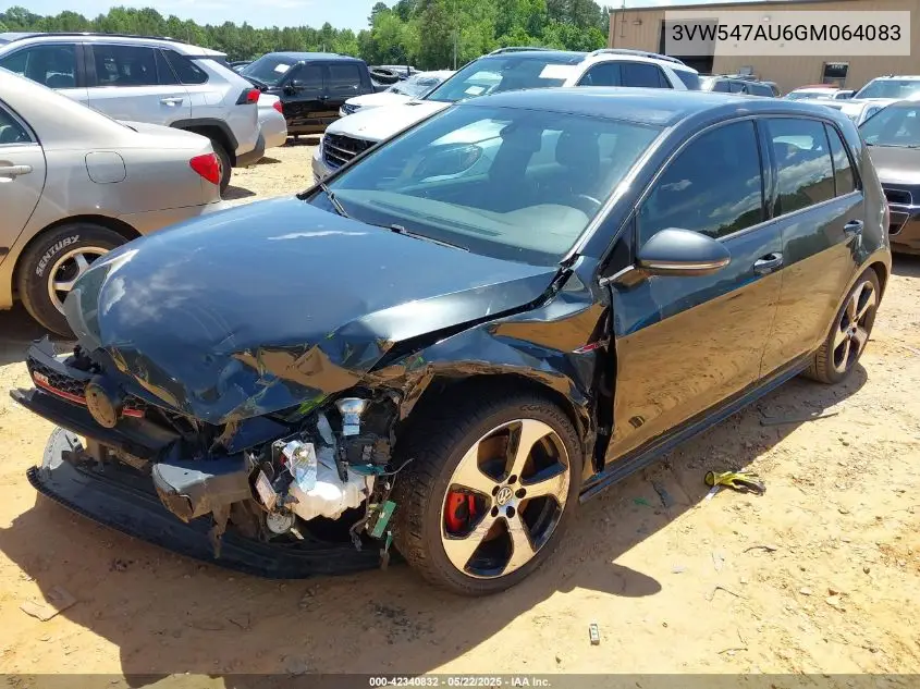 2016 Volkswagen Golf Gti Se W/Performance Package 4-Door VIN: 3VW547AU6GM064083 Lot: 42340832
