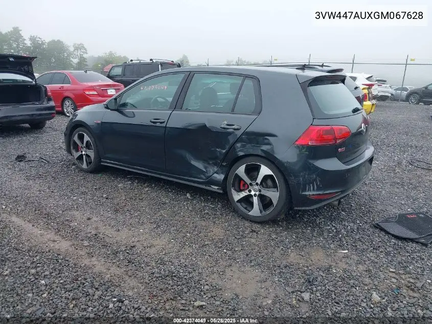 2016 Volkswagen Golf Gti Autobahn W/Performance Package 4-Door VIN: 3VW447AUXGM067628 Lot: 42374049