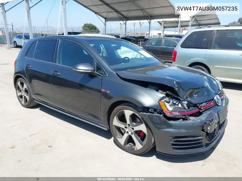 2016 Volkswagen Golf Gti Se 4-Door VIN: 3VW4T7AU3GM057235 Lot: 42398280