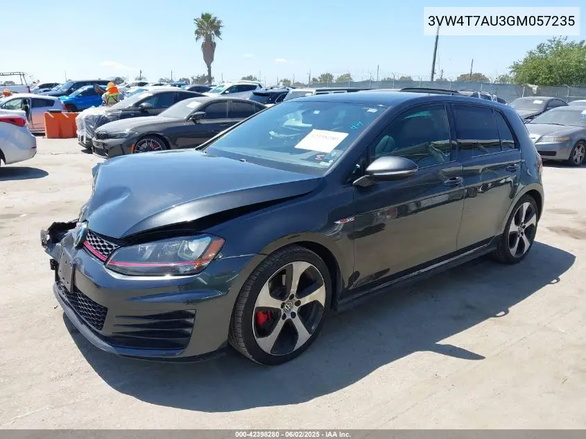 2016 Volkswagen Golf Gti Se 4-Door VIN: 3VW4T7AU3GM057235 Lot: 42398280