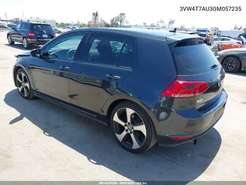 2016 Volkswagen Golf Gti Se 4-Door VIN: 3VW4T7AU3GM057235 Lot: 42398280