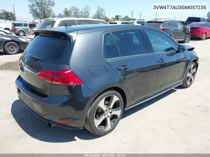 2016 Volkswagen Golf Gti Se 4-Door VIN: 3VW4T7AU3GM057235 Lot: 42398280
