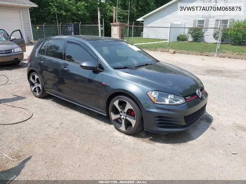 2016 Volkswagen Golf Gti S 4-Door VIN: 3VW5T7AU7GM065875 Lot: 42411780