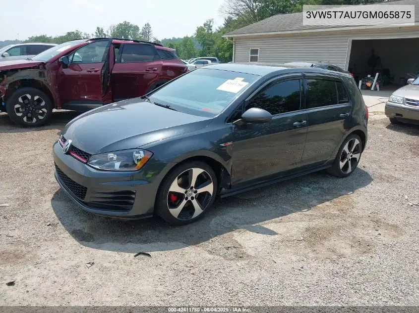 2016 Volkswagen Golf Gti S 4-Door VIN: 3VW5T7AU7GM065875 Lot: 42411780