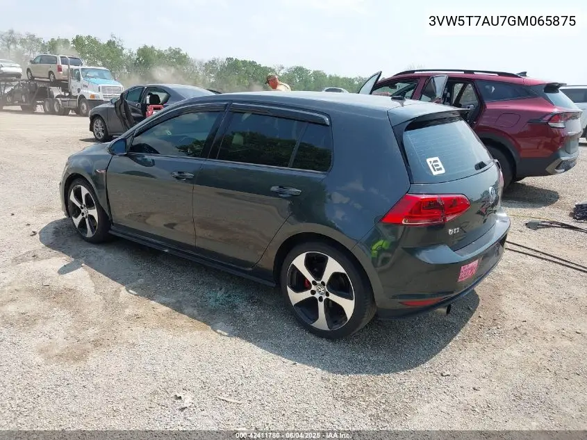 2016 Volkswagen Golf Gti S 4-Door VIN: 3VW5T7AU7GM065875 Lot: 42411780