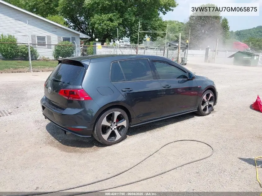 2016 Volkswagen Golf Gti S 4-Door VIN: 3VW5T7AU7GM065875 Lot: 42411780
