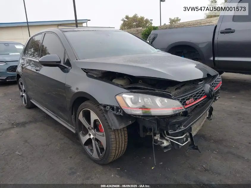 2016 Volkswagen Golf Gti Autobahn W/Performance Package 4-Door VIN: 3VW547AU5GM001573 Lot: 42429486