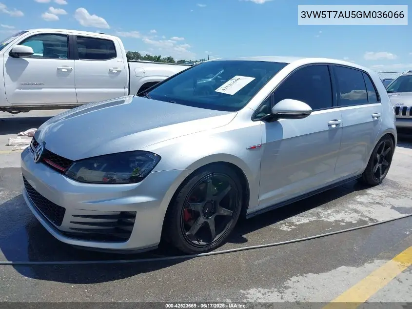 2016 Volkswagen Golf Gti S 4-Door VIN: 3VW5T7AU5GM036066 Lot: 42523669