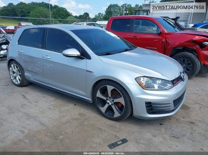 2016 Volkswagen Golf Gti S 4-Door VIN: 3VW5T7AU9GM047958 Lot: 42562438