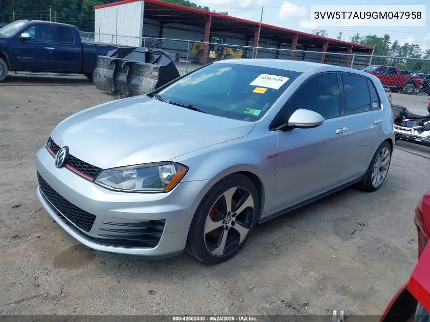 2016 Volkswagen Golf Gti S 4-Door VIN: 3VW5T7AU9GM047958 Lot: 42562438