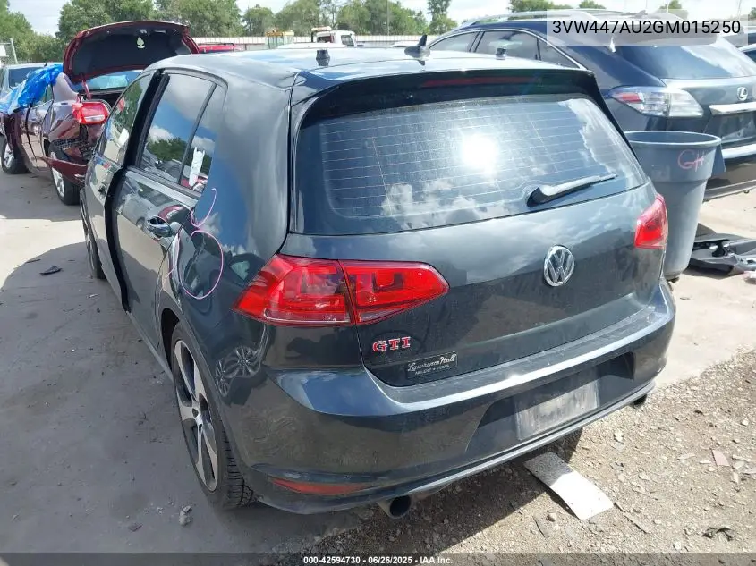2016 Volkswagen Golf Gti Autobahn W/Performance Package 4-Door VIN: 3VW447AU2GM015250 Lot: 42594730