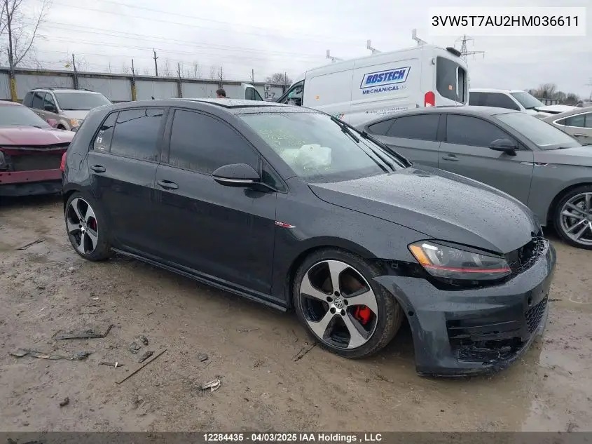 2017 Volkswagen Golf Gti 5-Door Autobahn VIN: 3VW5T7AU2HM036611 Lot: 12284435