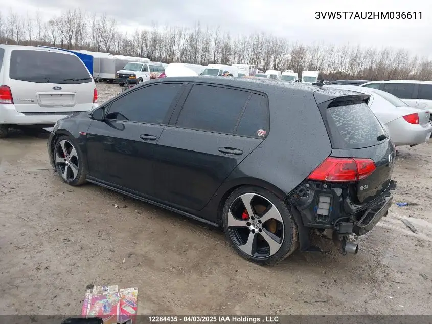 2017 Volkswagen Golf Gti 5-Door Autobahn VIN: 3VW5T7AU2HM036611 Lot: 12284435