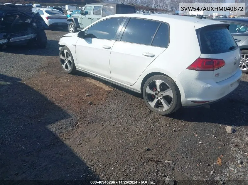 2017 Volkswagen Golf Gti Autobahn 4-Door/S 4-Door/Se 4-Door/Sport 4-Door VIN: 3VW547AUXHM040872 Lot: 40945296