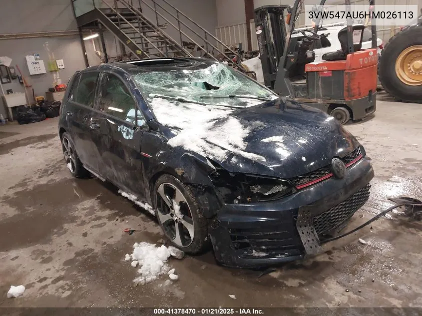 2017 Volkswagen Golf Gti Autobahn 4-Door/S 4-Door/Se 4-Door/Sport 4-Door VIN: 3VW547AU6HM026113 Lot: 41378470