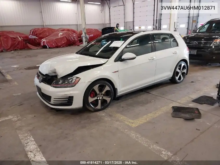 2017 Volkswagen Golf Gti Autobahn 4-Door/S 4-Door/Se 4-Door/Sport 4-Door VIN: 3VW447AU6HM012871 Lot: 41814271