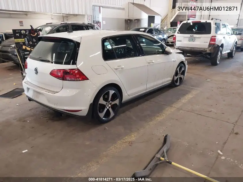 2017 Volkswagen Golf Gti Autobahn 4-Door/S 4-Door/Se 4-Door/Sport 4-Door VIN: 3VW447AU6HM012871 Lot: 41814271