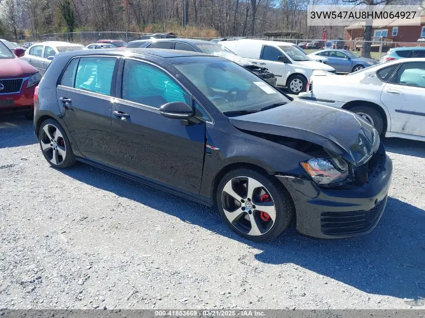 2017 Volkswagen Golf Gti Autobahn 4-Door/S 4-Door/Se 4-Door/Sport 4-Door VIN: 3VW547AU8HM064927 Lot: 41853669