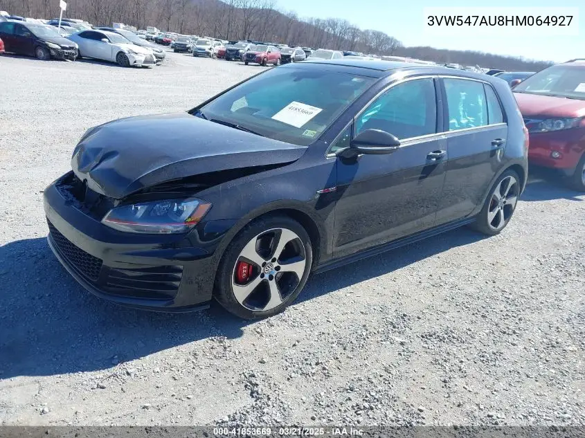 2017 Volkswagen Golf Gti Autobahn 4-Door/S 4-Door/Se 4-Door/Sport 4-Door VIN: 3VW547AU8HM064927 Lot: 41853669